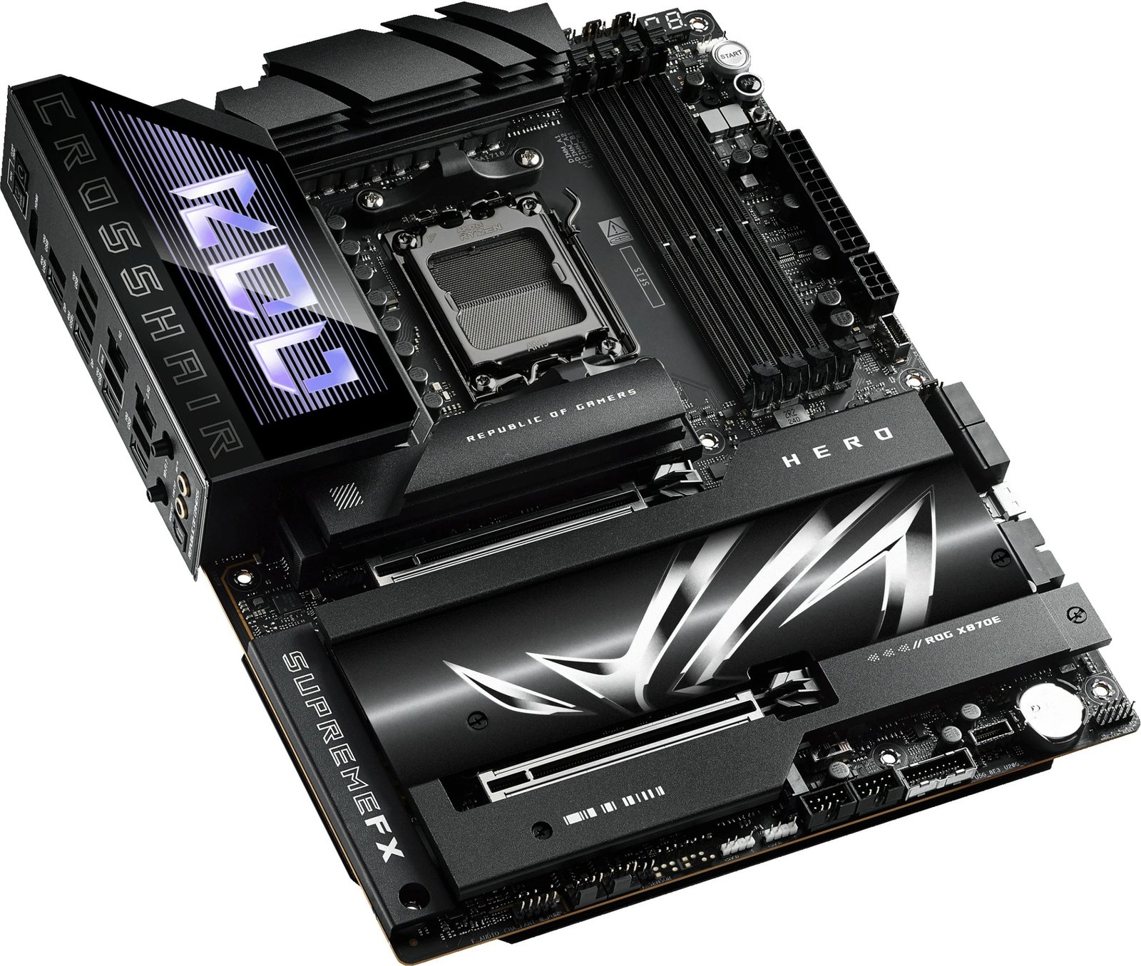 Pllakë amë ASUS ROG CROSSHAIR X870E HERO, AMD X870E, DDR5, ATX, Socket AM5, e zezë