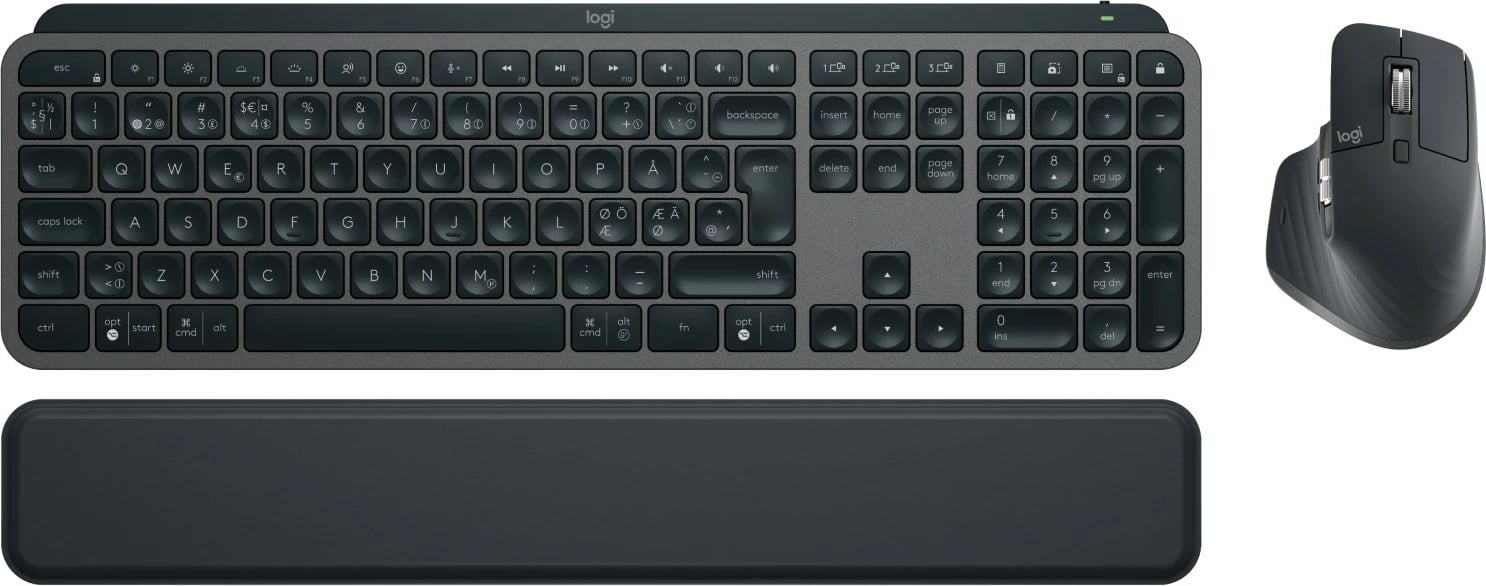 Set tastierë dhe maus Logitech 920-010931, Wireless, RF Wireless + Bluetooth, QWERTY, LED, Grafit