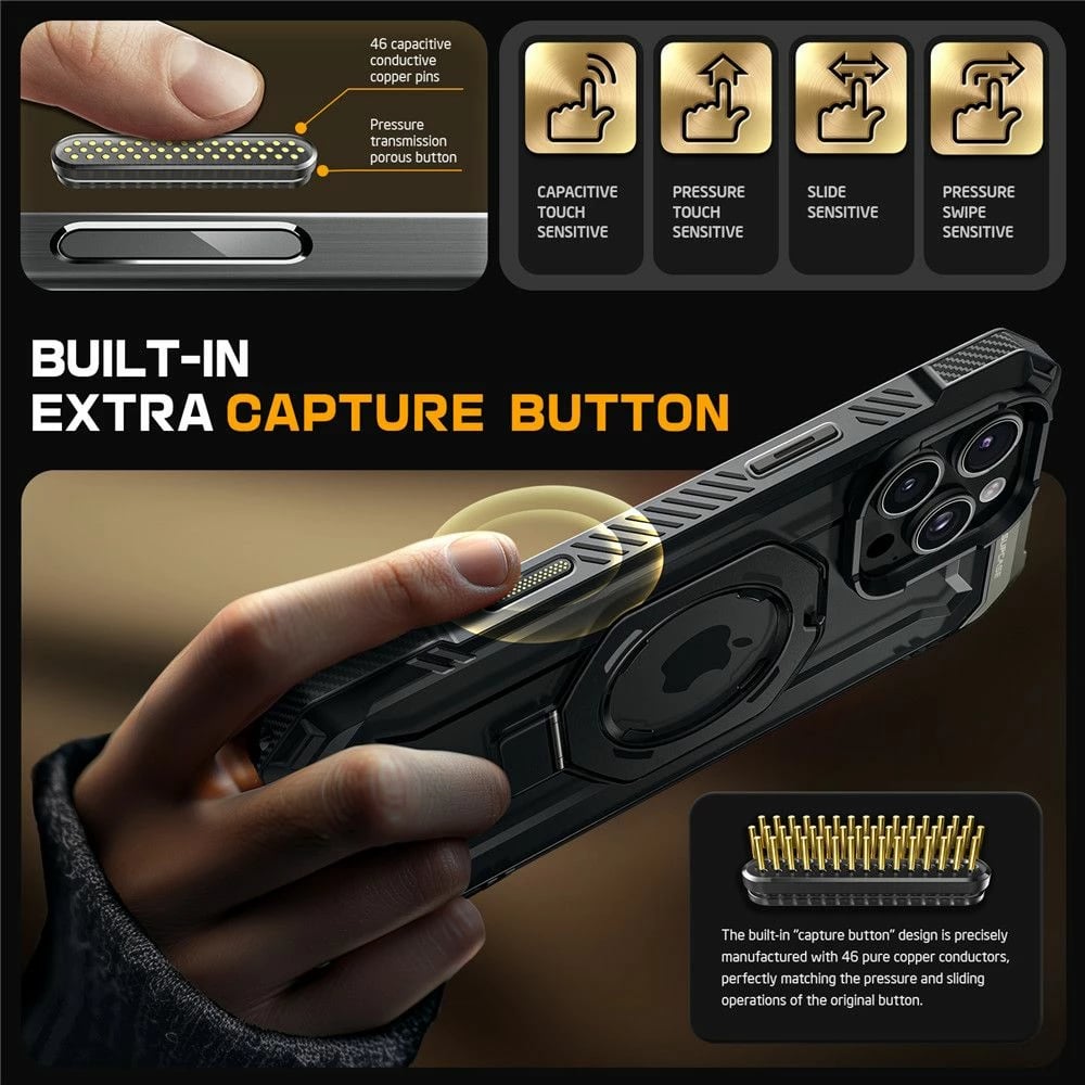 Mbështjellës Supcase UB Grip Mag me MagSafe për iPhone 16 Pro, i zi