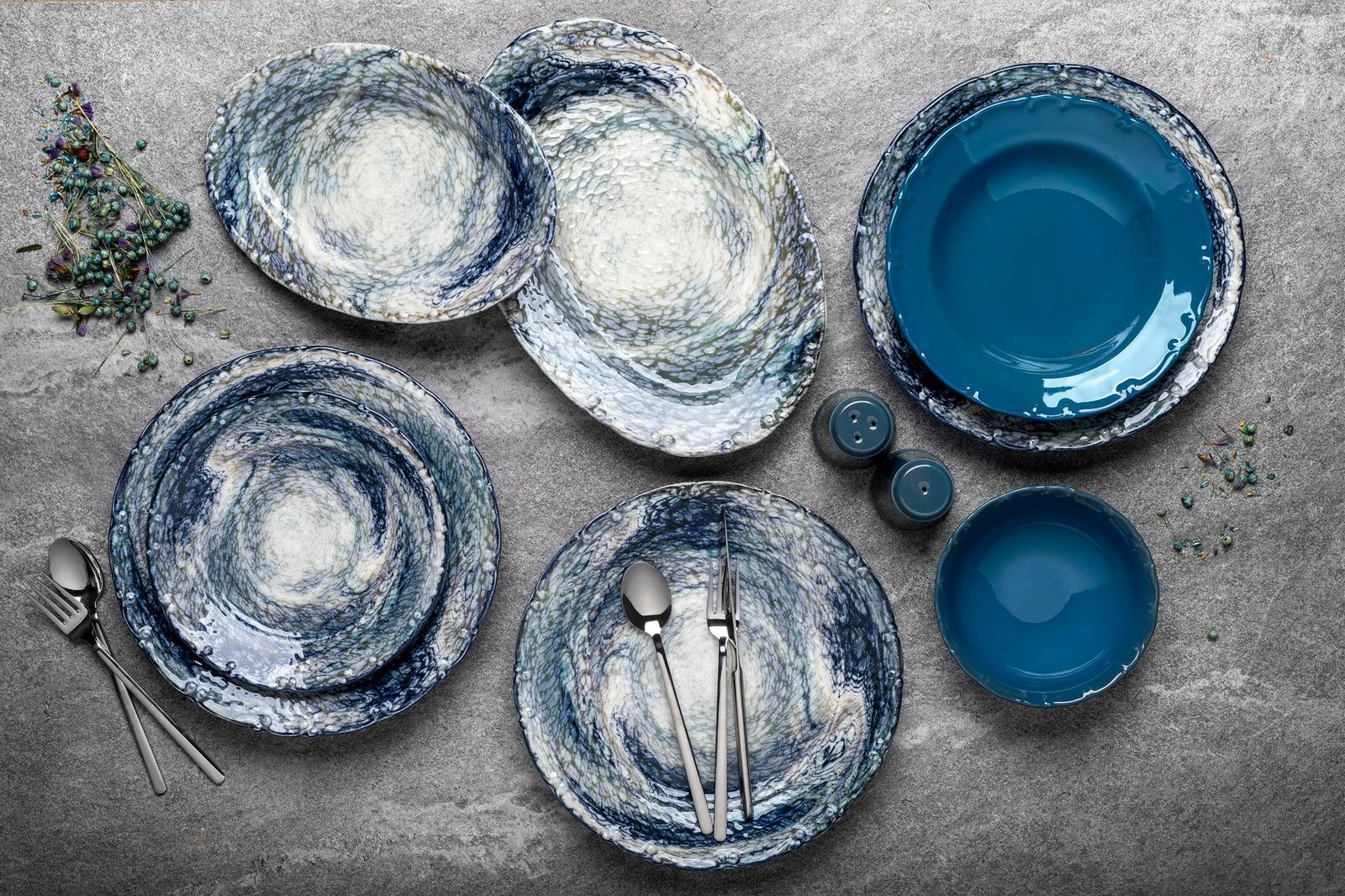 Set enësh për drekë (29 copë), Hermia Concept, 58KKT000135, ngjyrë kaltër