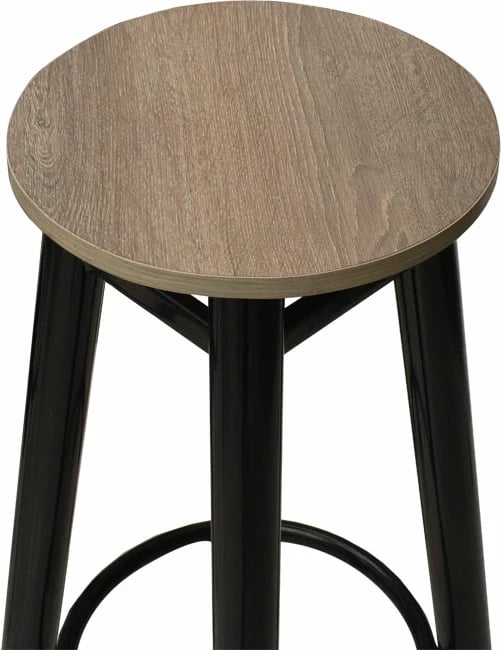 Karrige për bar Onyx, dru lisi-metal, shkëlqim i zi, D33x77cm