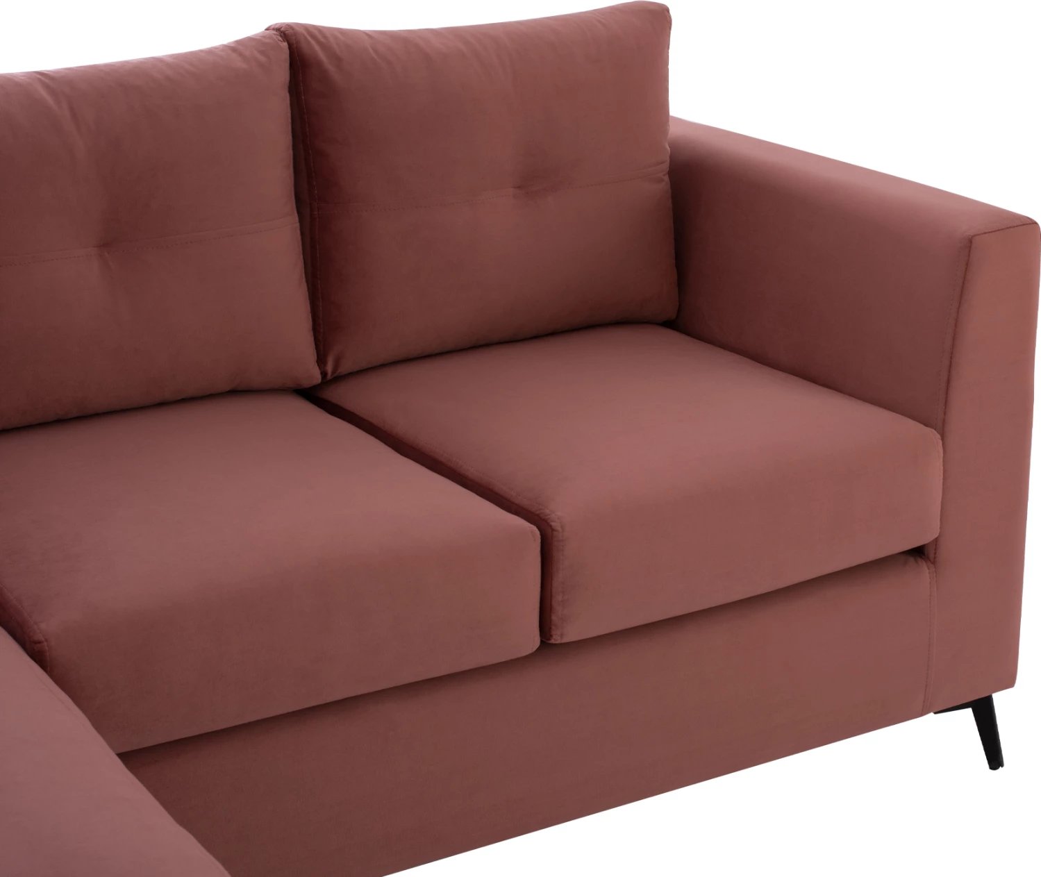 Divan qoshe PONZA, rozë e zbehtë, këmbë të larta, 2 copë, pëlhurë rezistente ndaj njollave dhe ujit