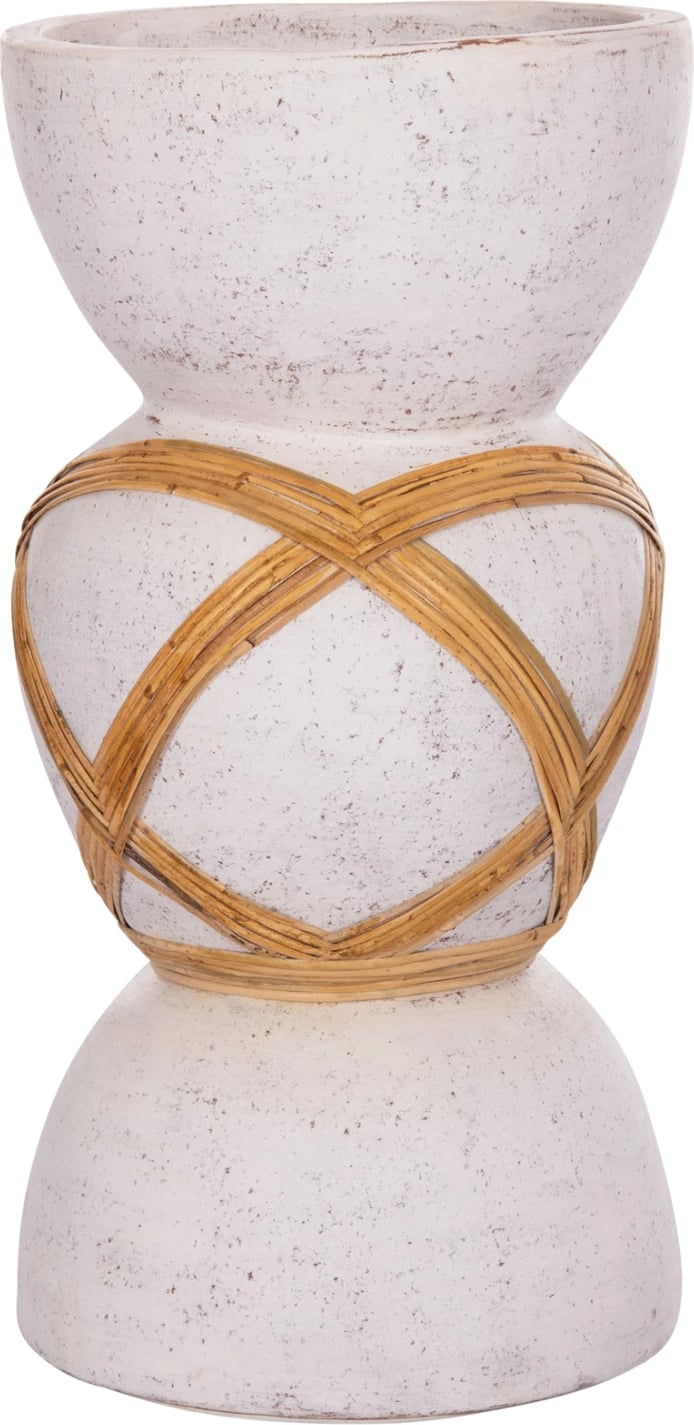 Vazo dekorative për dysheme MAYNARD, fibër-cement, e bardhë, ratan, FH4672.02L, 32x62.5cm