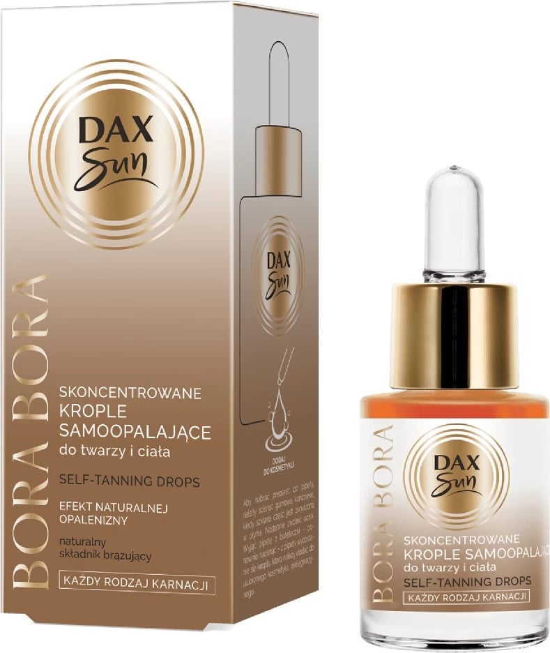 Pika vetë-ngjyrosëse për trup dhe fytyrë Dax Sun Bora Bora, 15ml, për femra