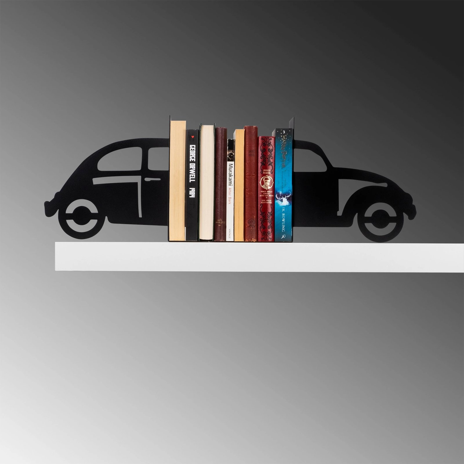 Mbajtëse librash metalike, dizajn Aberto, ngjyrë e zezë, 35x14x22cm Mbajtëse librash metalike, dizajn Aberto, ngjyrë e zezë, 35x14x22cm