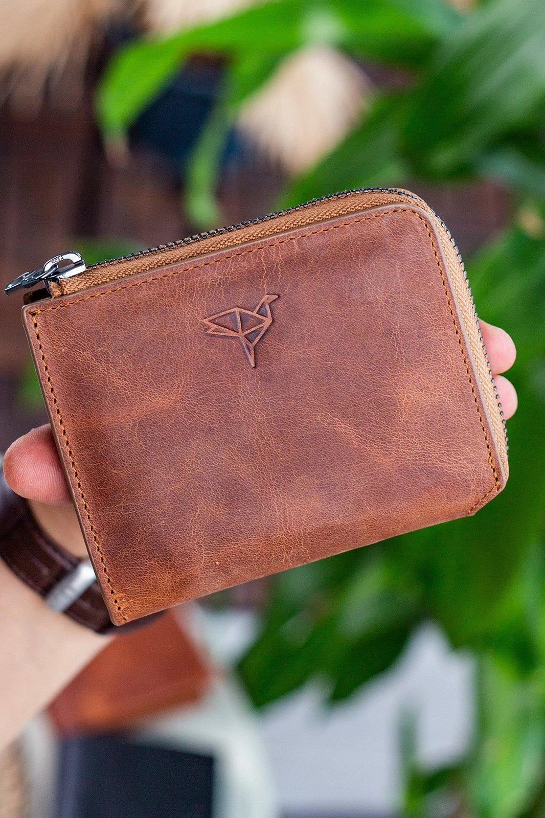Portofol unisex Zoozie Bags, Leeds Crazy, ngjyrë tan