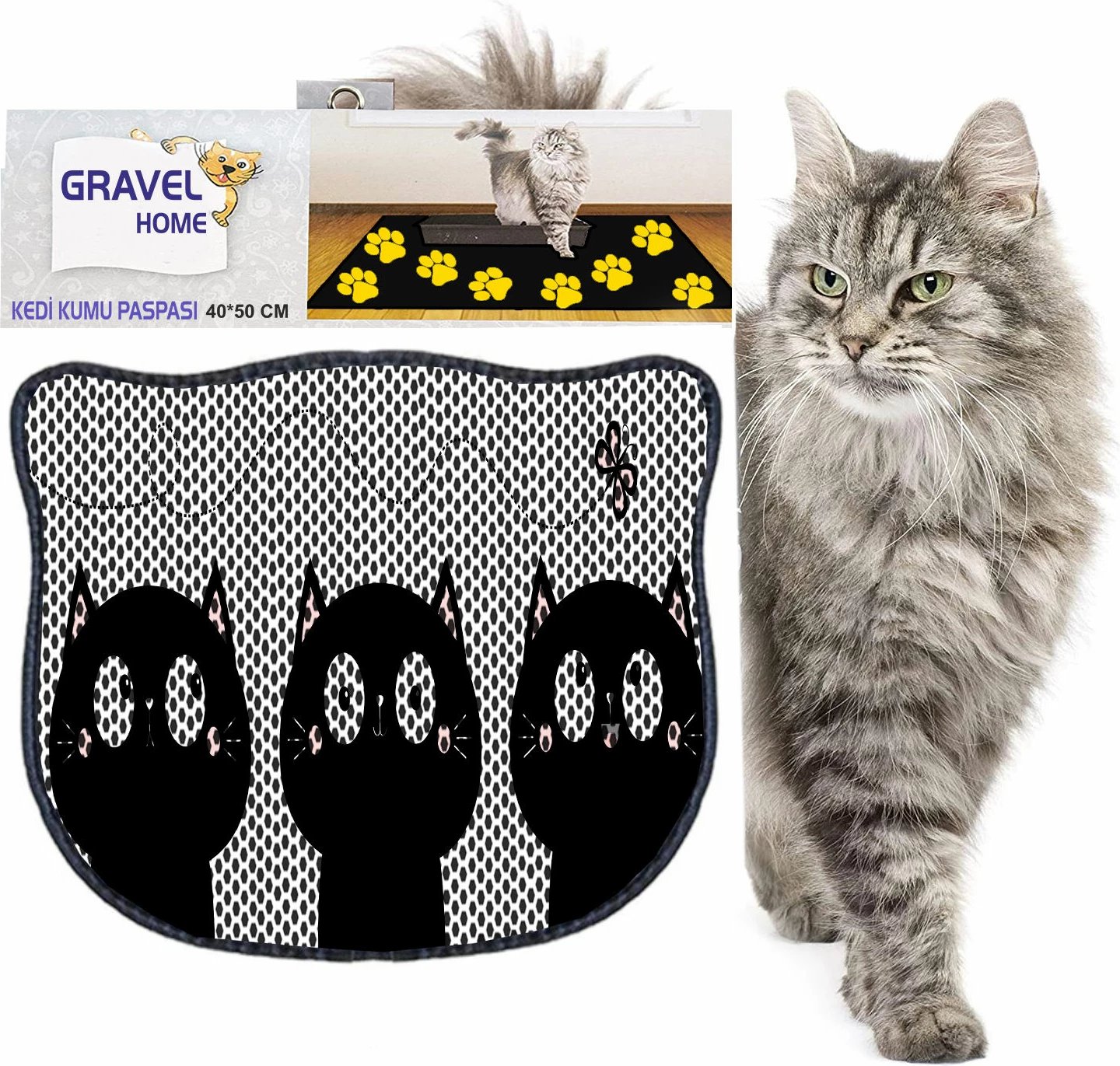 Tapet për rërë mace, shumëngjyrësh, Paws & Whiskers, Kdkafa0225, 40x50cm