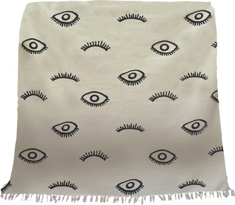 Batanije dekorative Eyes White, pambuk, e bardhë-e zezë, 130x170cm