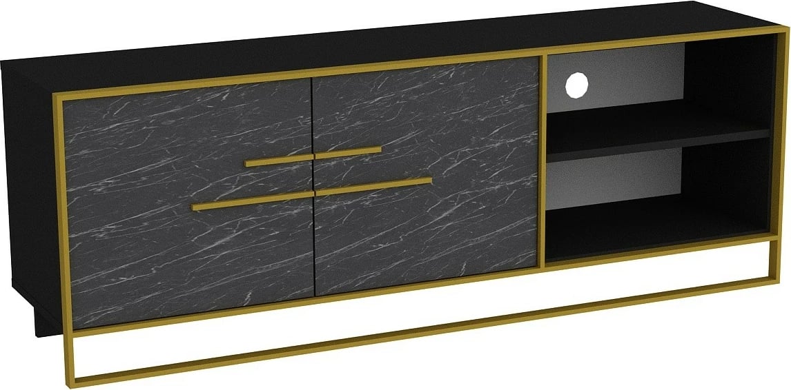 Komodë TV Hanah Home, Polka, e zezë dhe ari