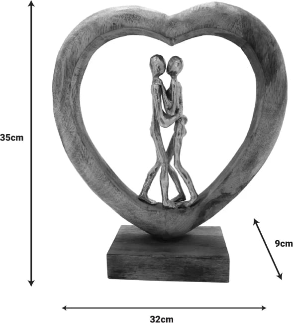 Dekorim tavoline zemër Vrame Inart dru mango-alumin 32x9x35cm Dekorim tavoline zemër Vrame Inart dru mango-alumin 32x9x35cm