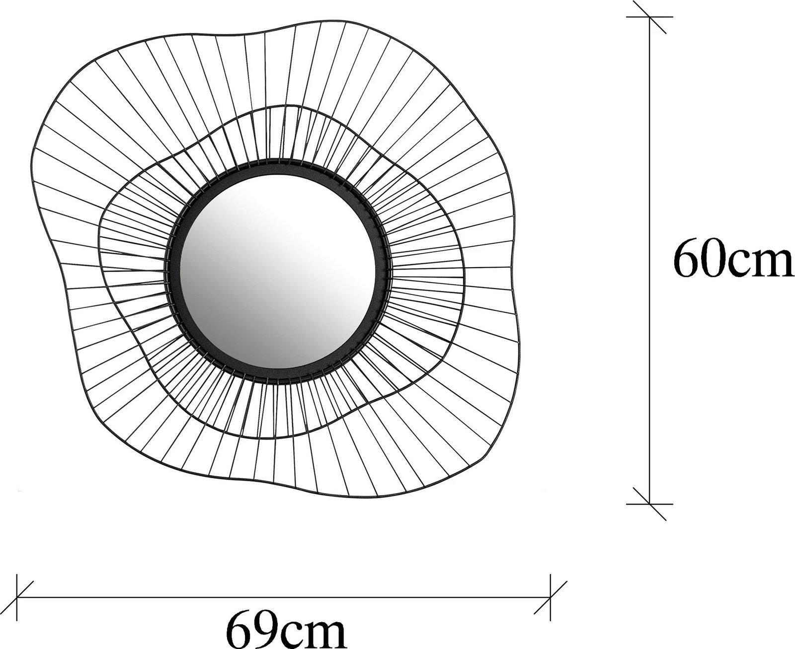 Pasqyrë dekorative Wallity, Euro Flora, WM-015, ngjyrë e zezë