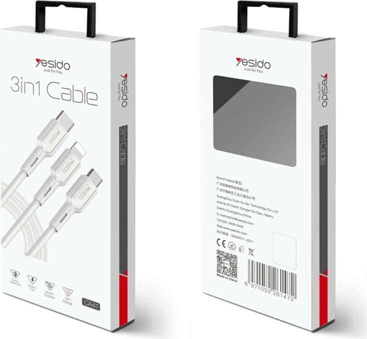 Kabllo 3ne1 Iphone, Micro, Type-c 1m 2.4a