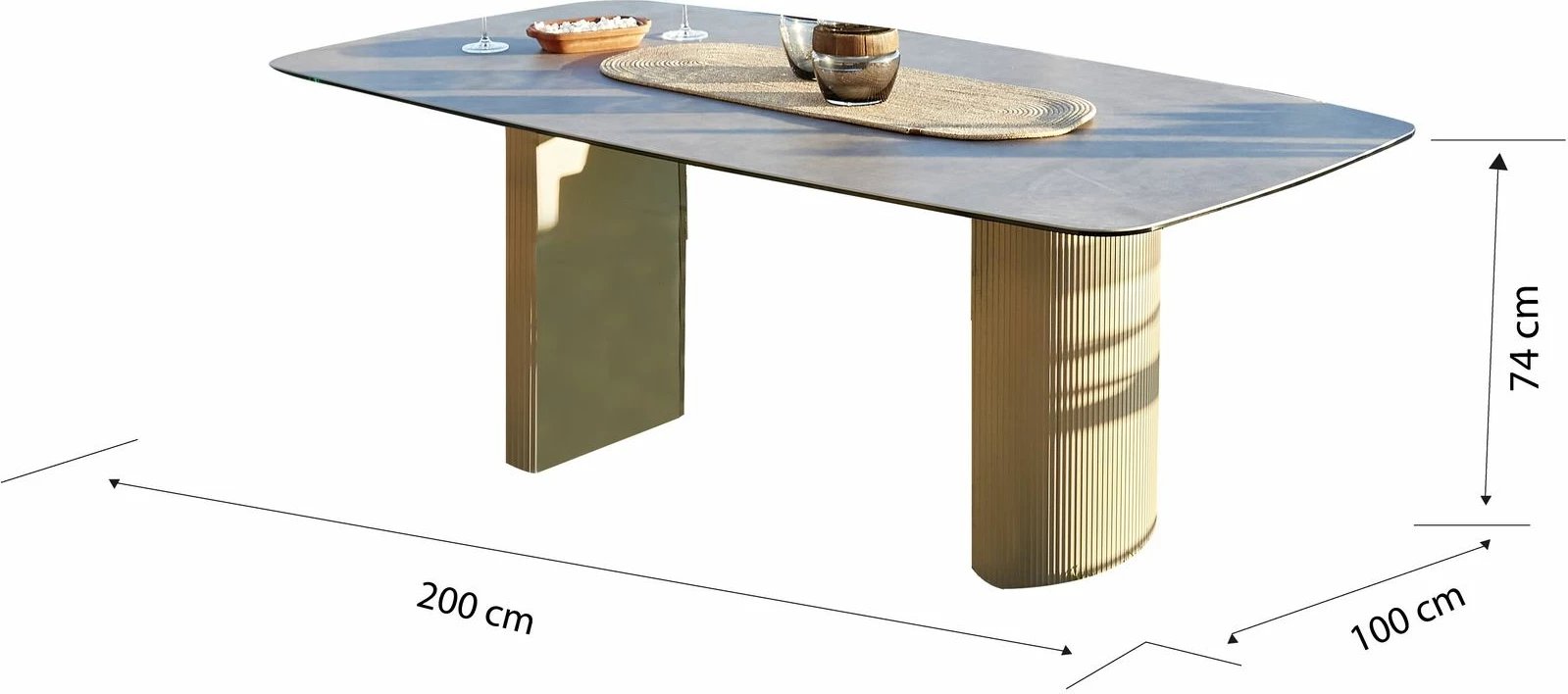 Set tavoline me karrige për terasë, 9 pjesë, Skye Decor, qeramikë Toscana