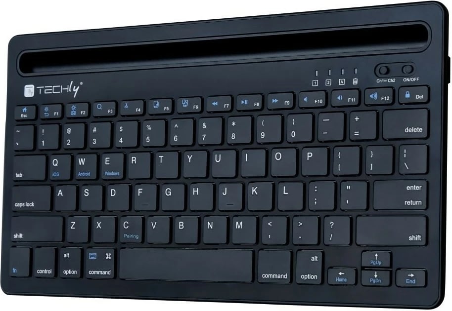 Tastierë Bluetooth Techly ICTBK102U me mbajtëse për tabletë dhe telefon, e zezë