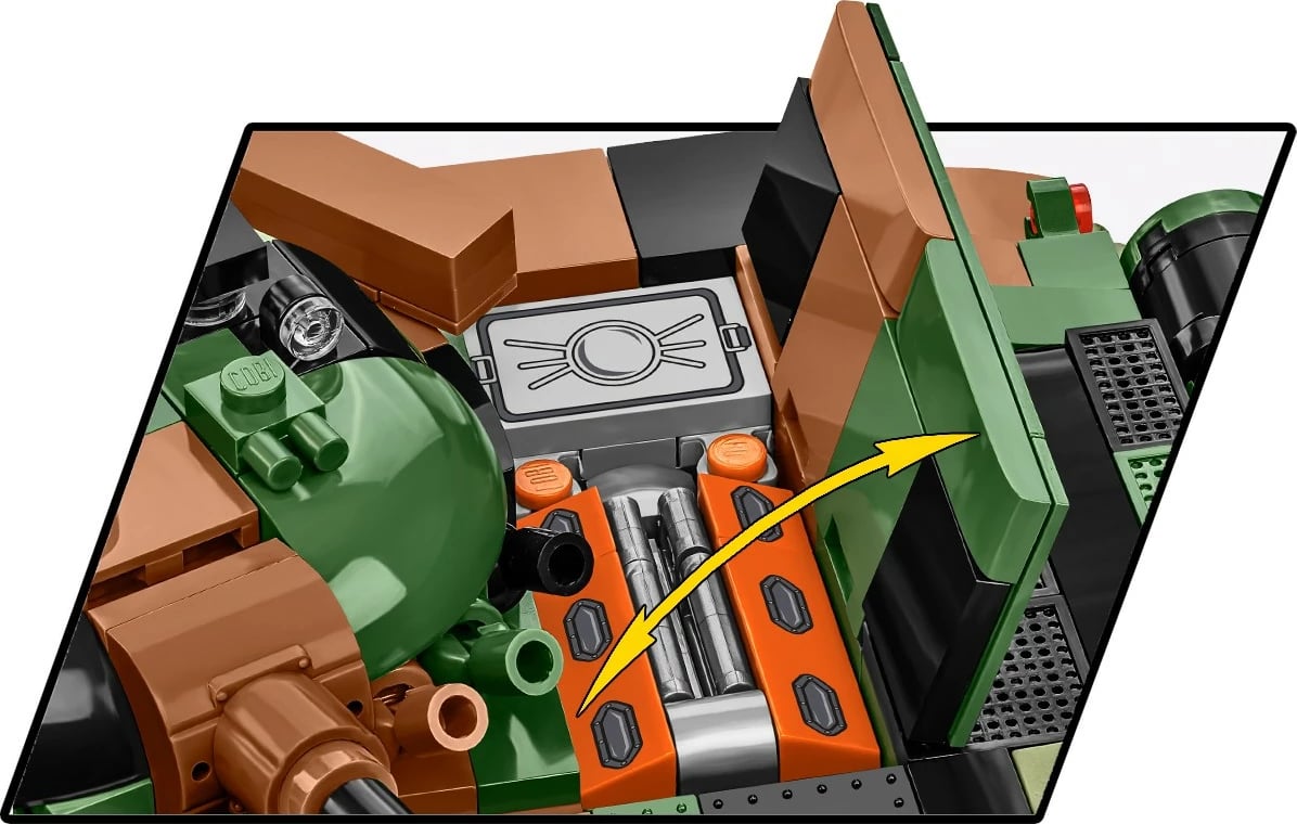 Set lodrash ndërtimi Cobi Klocki T-72M1R, 724 pjesë, me 2 figurina, Kamuflazh