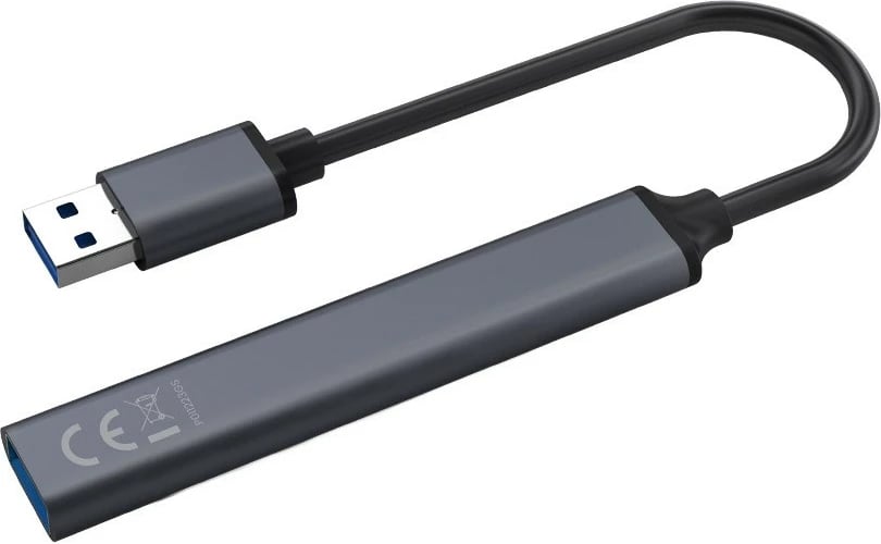 Hub USB-A 4 porta Savio AK-70, 3x USB-A 2.0, 1x USB-A 3.1 Gen 1, 5 Gbps, Alumini, Gri