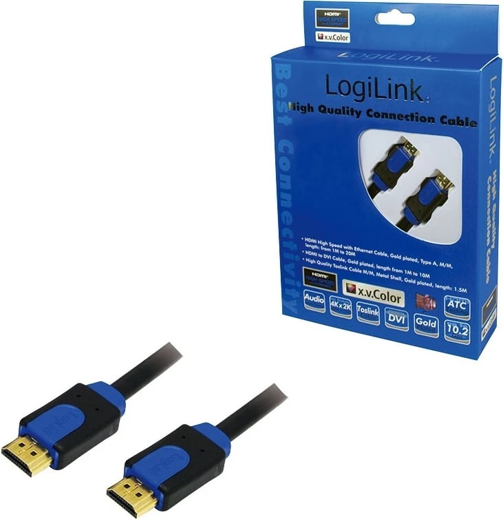 Kabllo HDMI LogiLink 1m, gold plated, e zezë/blu