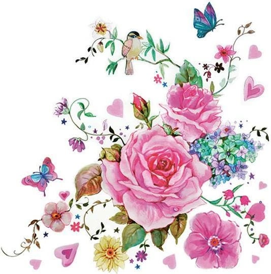Peceta NEXT 20 copë, 33x33cm, "Roses with Butterflies"
