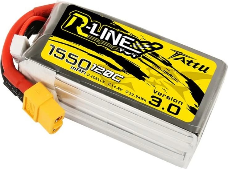 Bateri LiPo Tattu R-Line Version 3.0, 1550mAh, 14.8V, 120C, XT60