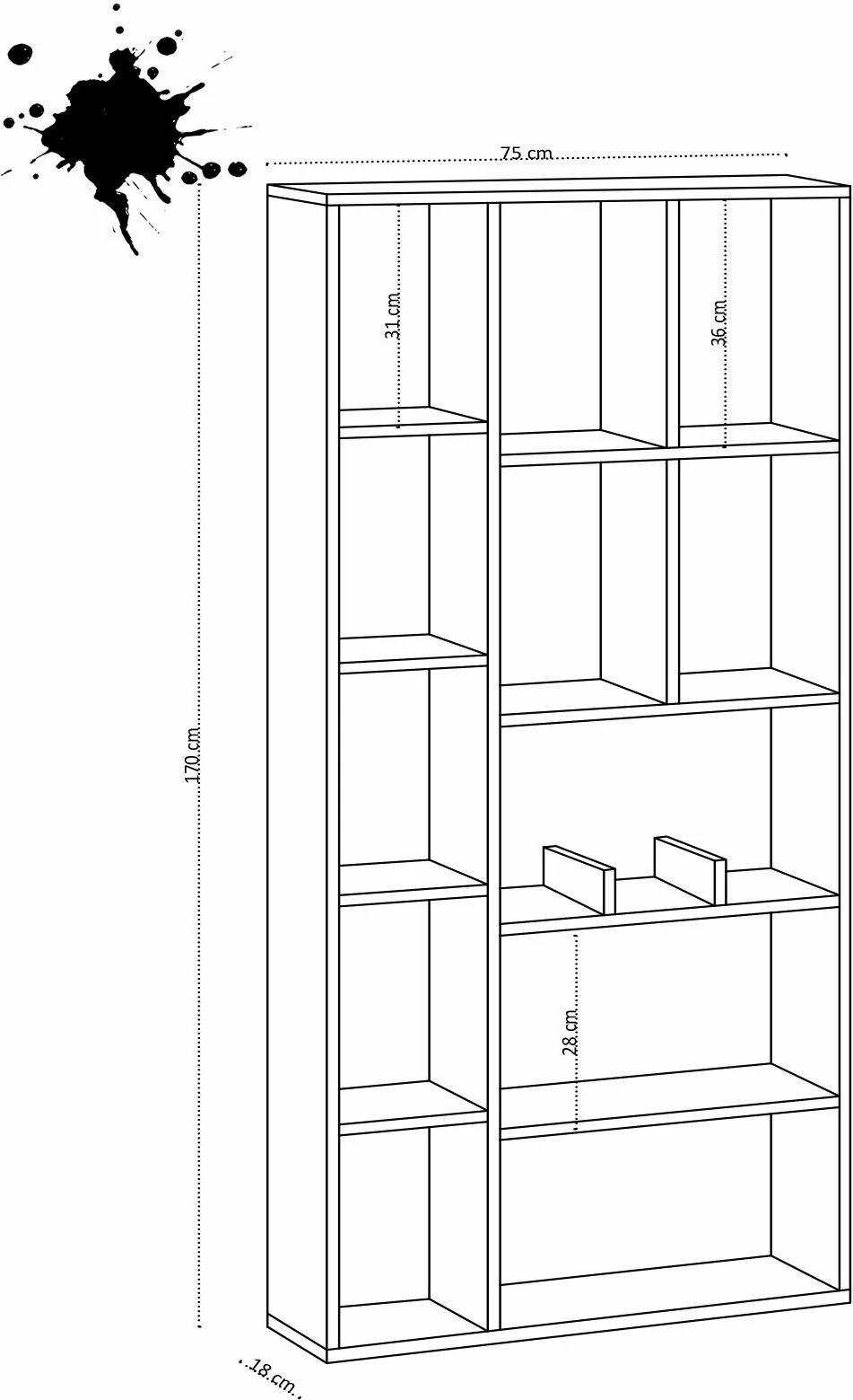 Raft librash Hanah Home, Demios - Dec0067, ngjyrë lisi safir