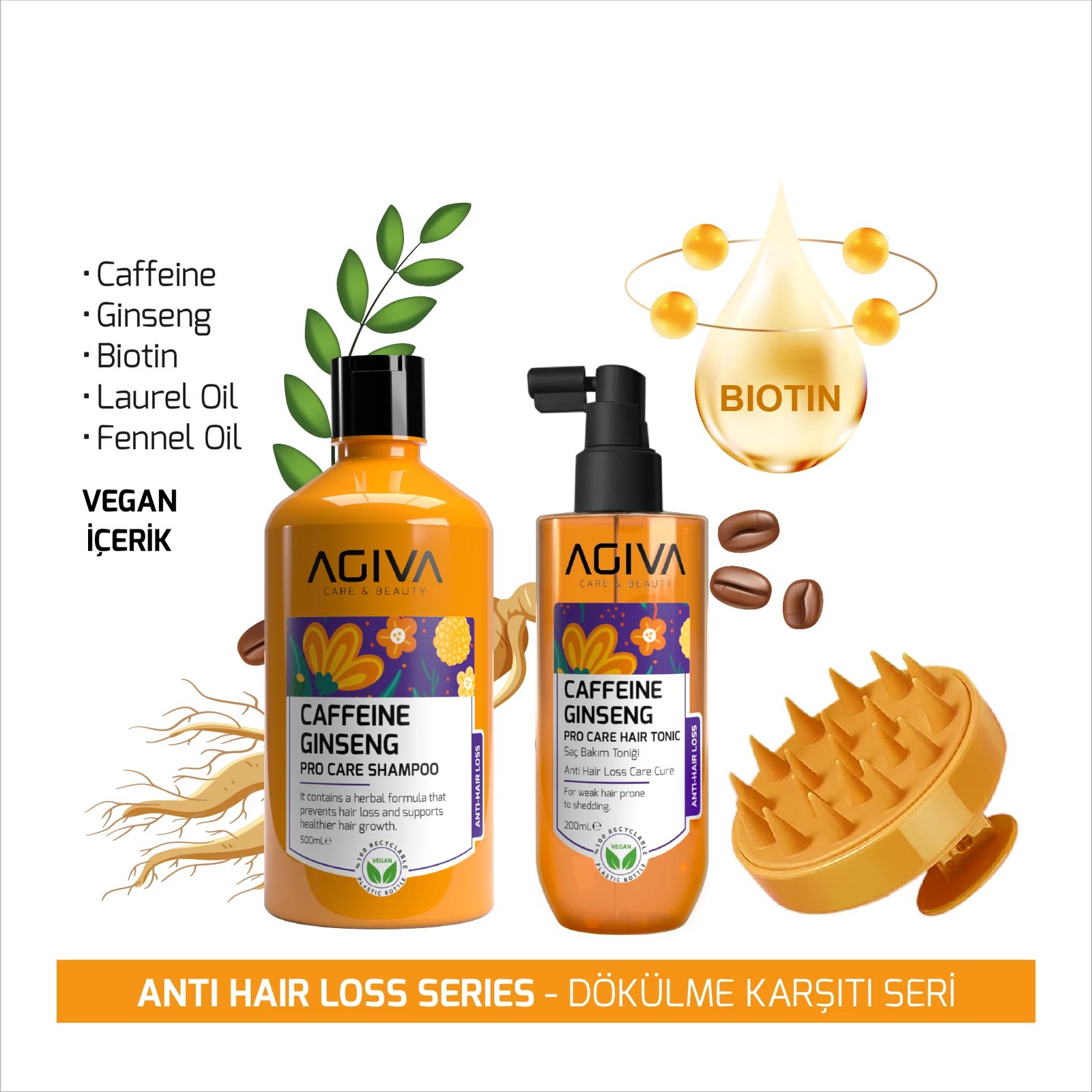 Set 3 pjesësh Pro Care Agiva Caffeine Ginseng (Shampon 500 ml+Tonik 200 mll+ Krehër) Set 3 pjesësh Pro Care Agiva Caffeine Ginseng (Shampon 500 ml+Tonik 200 mll+ Krehër)