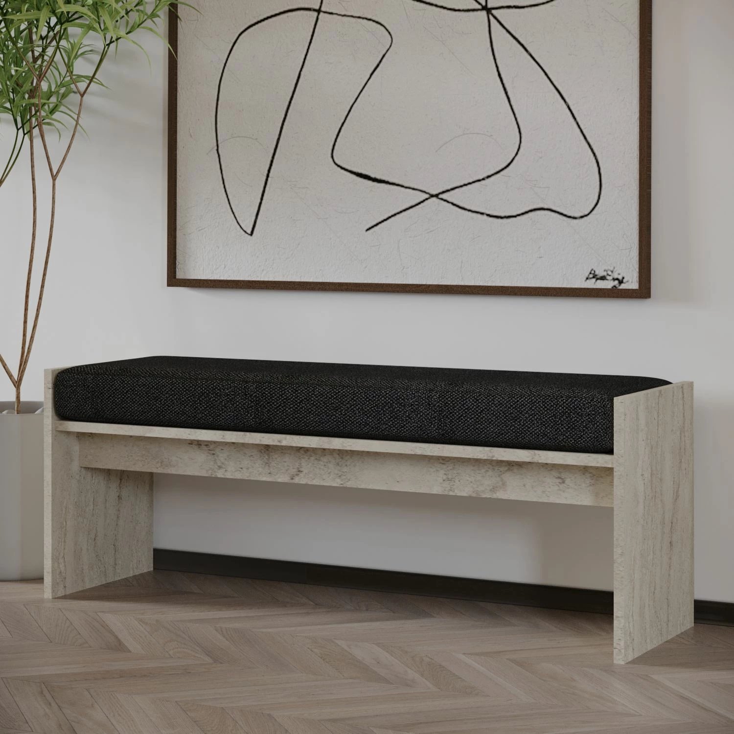 Bankë Atelier del Sofa, ngjyrë travertine, 120x45x35cm