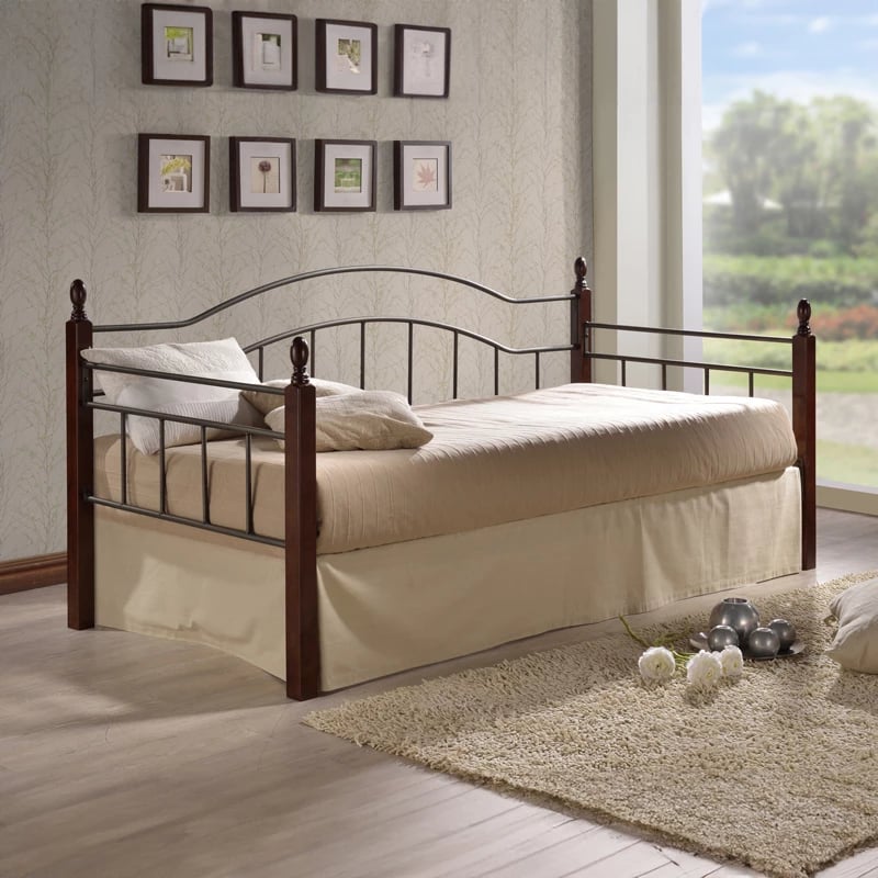 Krevat ditë Nika, ngjyrë arre-dru metalik, 90x190cm