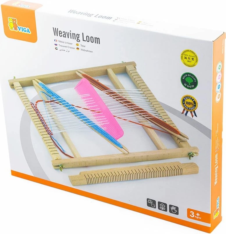 Tezgjah druri për endje, Viga, set kreativ për fëmijë 3+, shumëngjyrësh