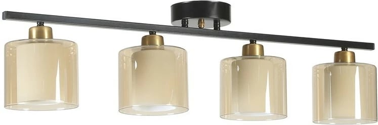 Llambë tavani Opviq Yeni Nomi, 4 drita, ngjyrë e zezë dhe qelq bal