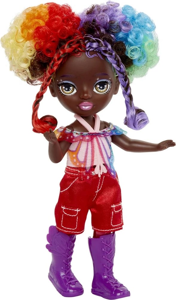 Kukull koleksionuese, Rainbow High, Little Rainbow Astrid 543398-EUC, 5.5 in, me krahë të ndërrueshëm dhe kafshë magjike, set