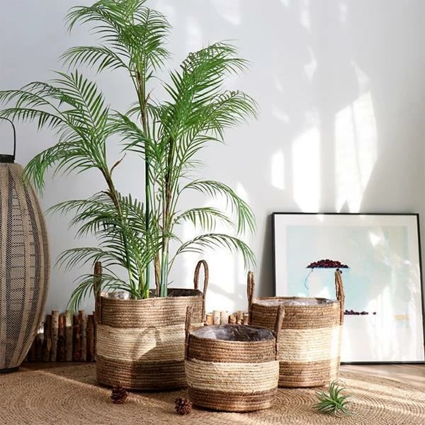 Set shporta të endura NEXT, Ø20xH25cm, Ø25xH30cm, Ø30xH35cm, dy ngjyra, bezhë dhe bardhë
