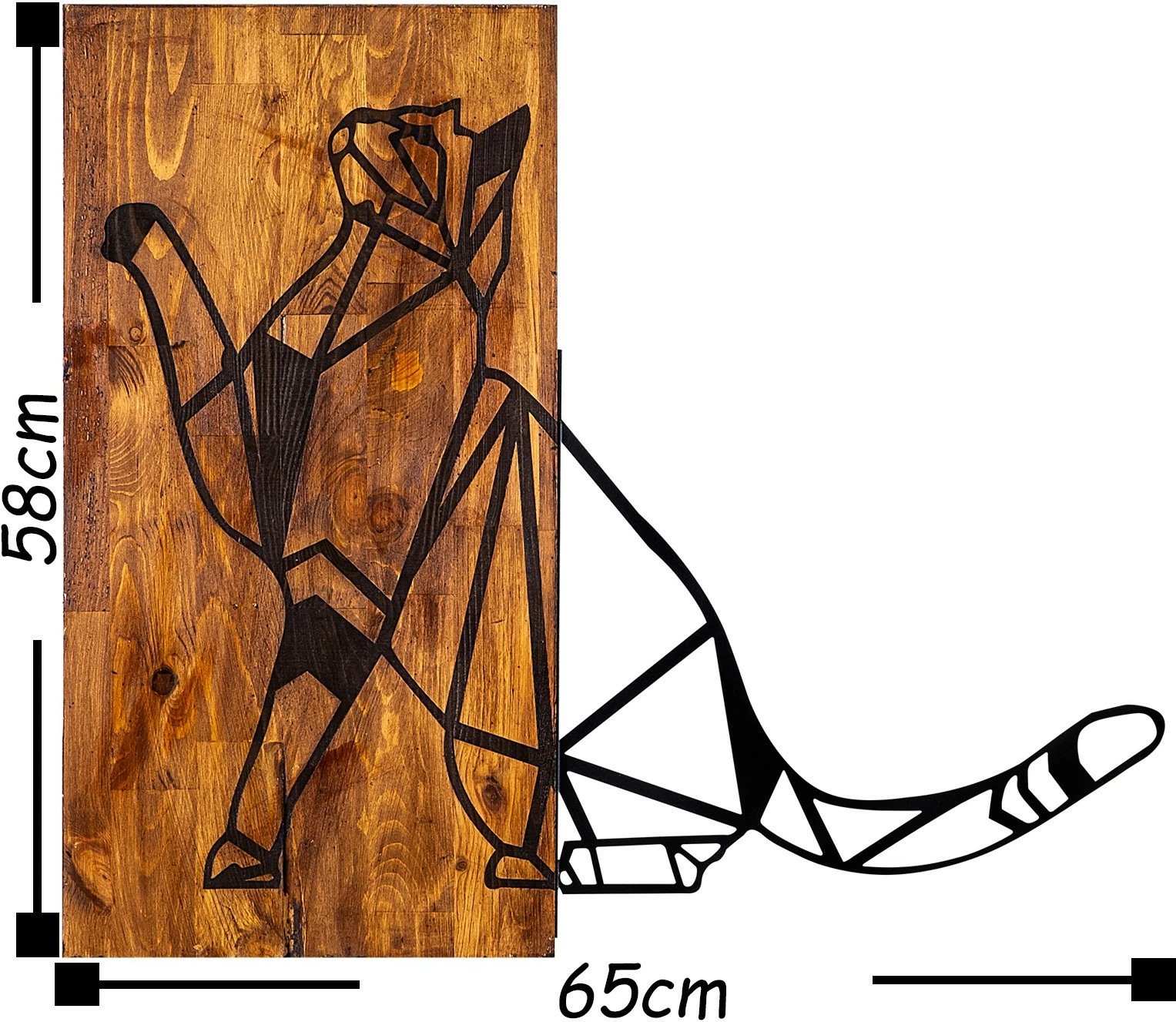 Aksesor dekorativ muri prej druri, mace, Wallity, ngjyrë arre dhe e zezë