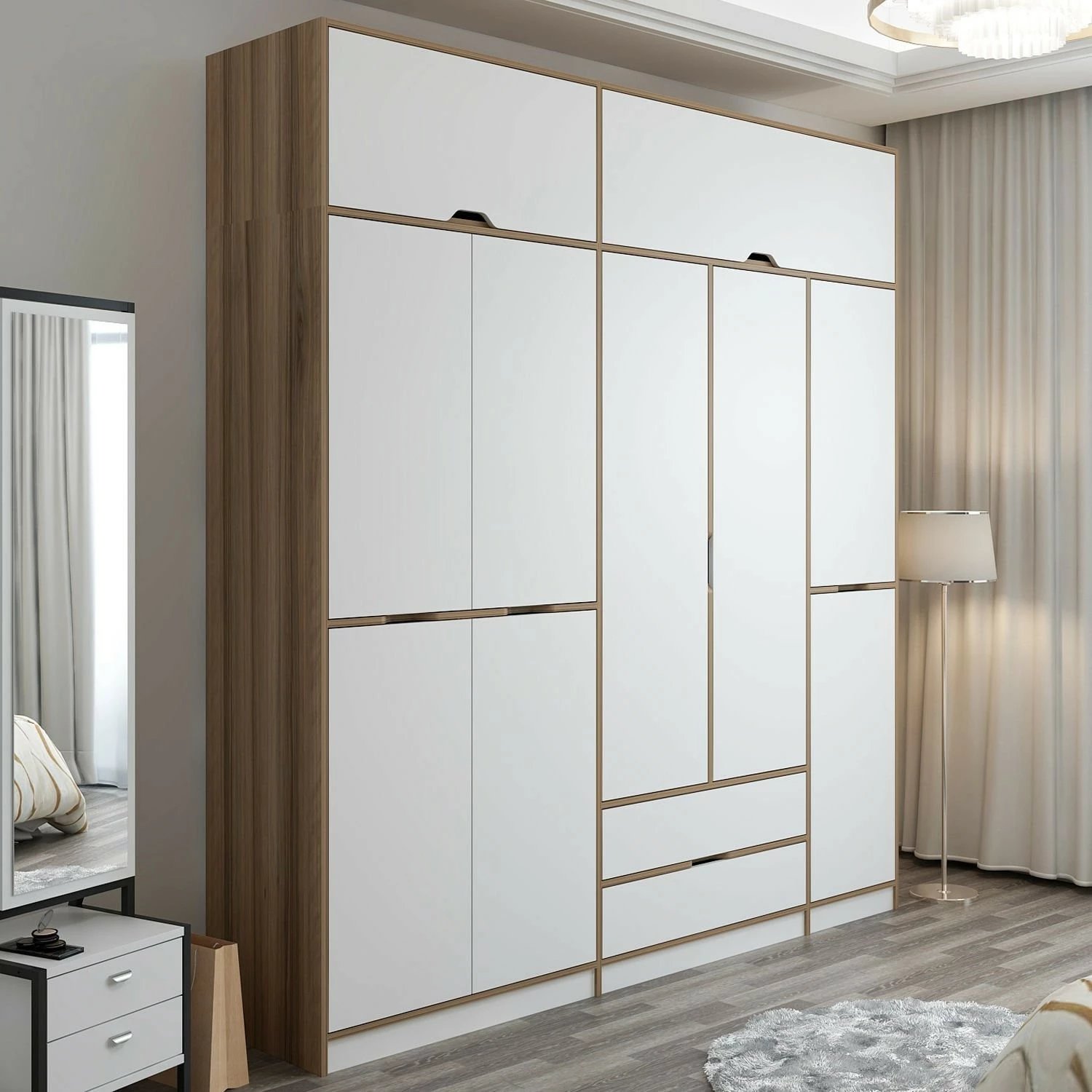 Dollap për rroba, ngjyrë e bardhë dhe dore, Skye Decor Elina - 8913