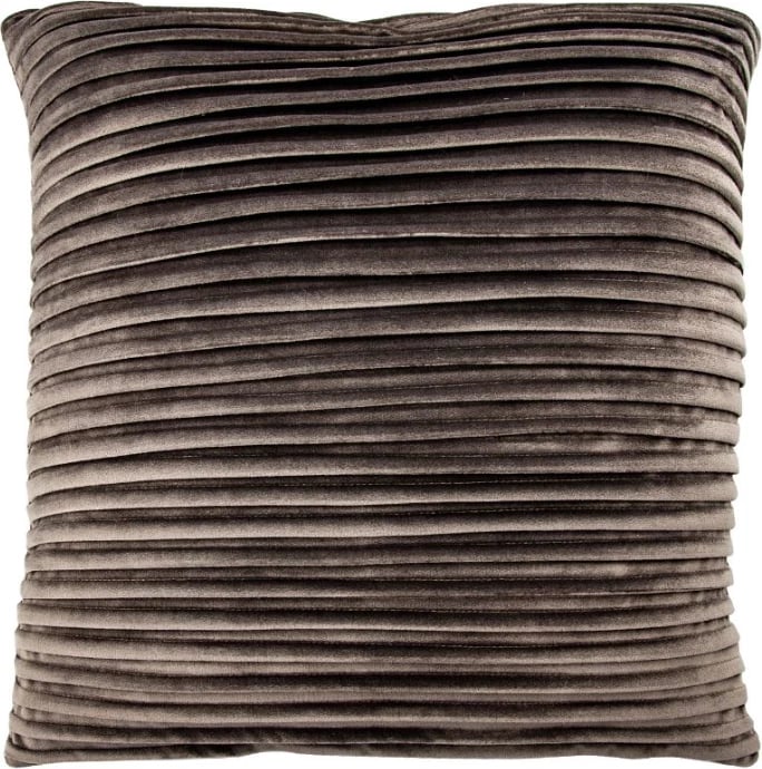 Jastëk dekorativ Plisse, kadife, ngjyrë kërpudhe, 45x45cm