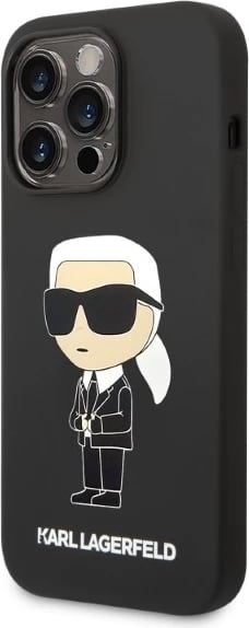 Mbështjellës Karl Lagerfeld Silicone Ikonik për iPhone 14 Pro, i zi