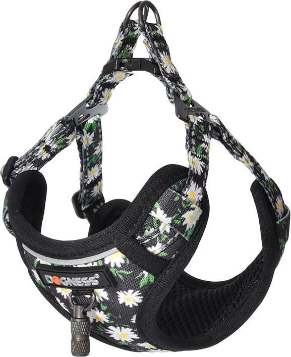 Set për shëtitje për qen Dogness DOG SET DAISY, rrip 1.5m + harness, shumëngjyrësh