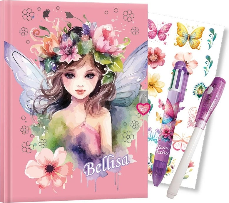 Ditari sekret Stnux Flower Fairy Bellisa me ngjitëse dhe 2 stilolapsa, për vajza Ditari sekret Stnux Flower Fairy Bellisa me ngjitëse dhe 2 stilolapsa, për vajza