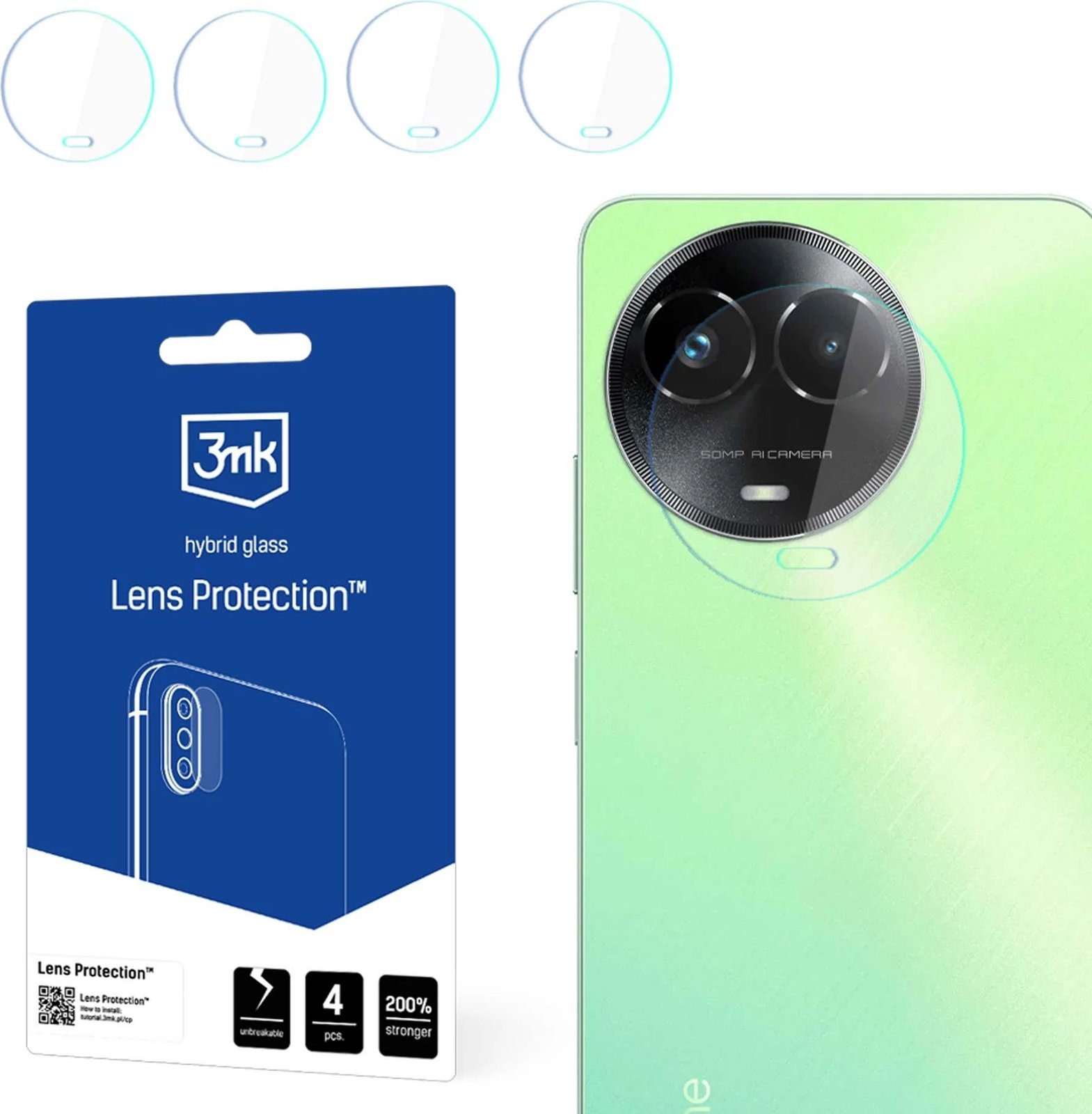 Xham mbrojtës kamerë 3mk Protection Lens Protection, për Realme C67, 4 copë