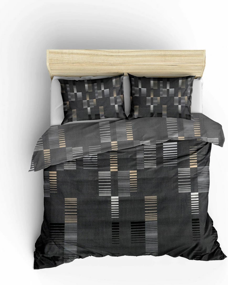 Set mbulesë për jorgan Super King, Trace, ngjyrë antracit, ari dhe e bardhë Set mbulesë për jorgan Super King, Trace, ngjyrë antracit, ari dhe e bardhë