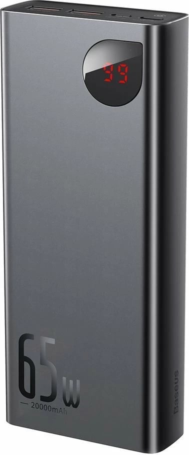 Powerbank Baseus Adaman PPIMDA-D01, 20000mAh, 65W, 2x USB-A, 1x USB-C, Ekran LCD, e zezë