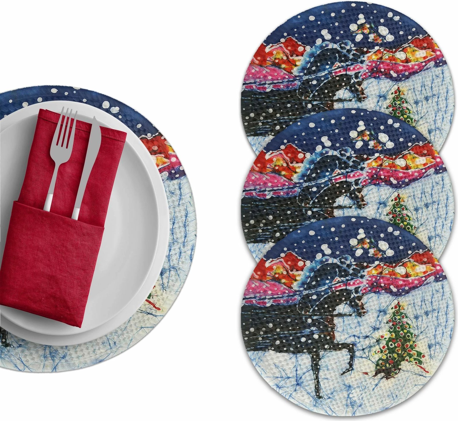 Set 4 copë mbulesa tavoline Hermia Concept, shumëngjyrëshe, 37cm