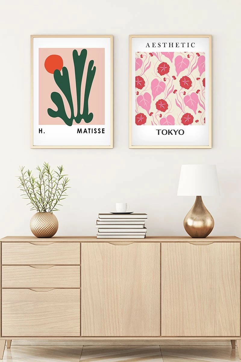 Pikturë dekorative me kornizë, 2 copë, MDF, shumëngjyrëshe, Wallity, Huhu166, 50x35cm