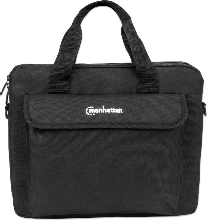 Çantë laptopi Manhattan London 12.5 inç, messenger, xhep për aksesorë, e zezë