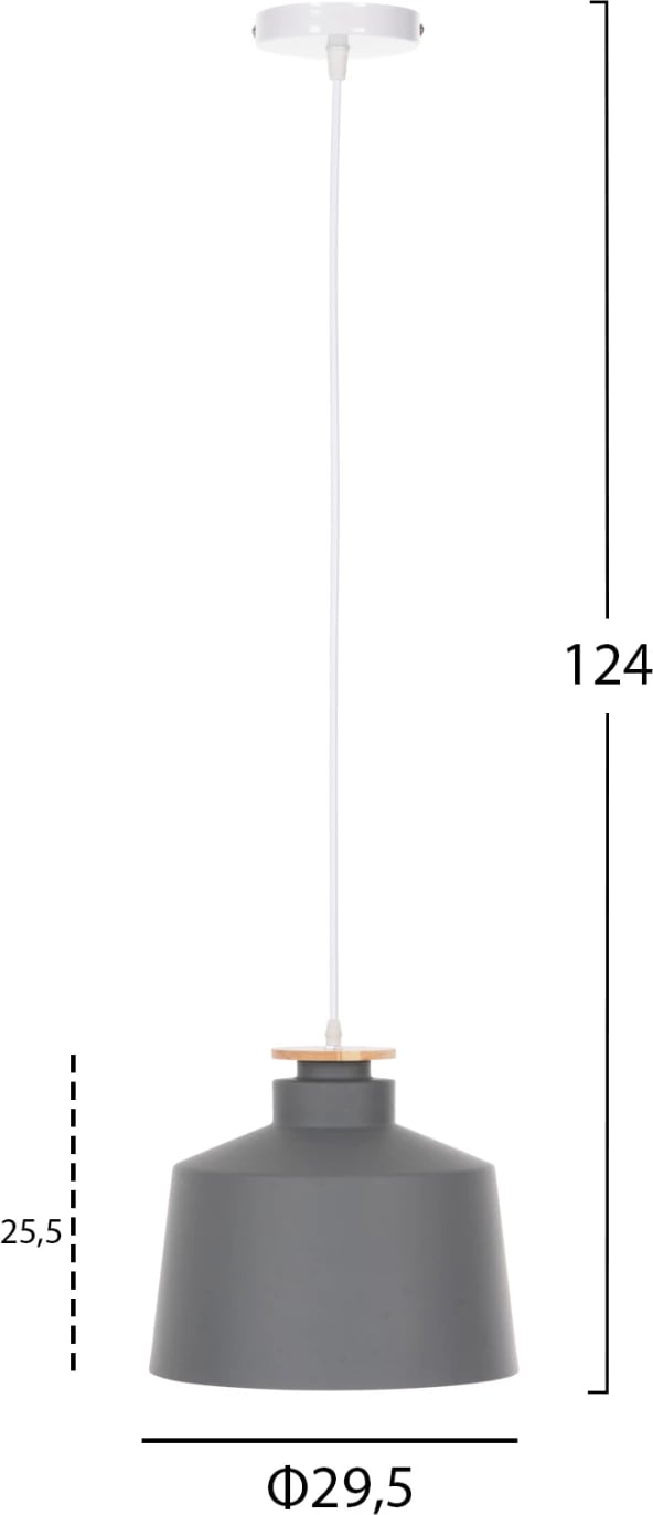 Llambë varëse tavani, kapak alumini gri, kabllo e bardhë, FH4158.03, Φ30x123.5H cm Llambë varëse tavani, kapak alumini gri, kabllo e bardhë, FH4158.03, Φ30x123.5H cm