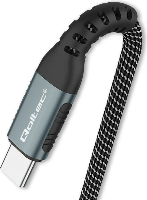 Kabllo USB Type-C Qoltec 52358, 1.5m, 100W, QC 3.0, e zezë