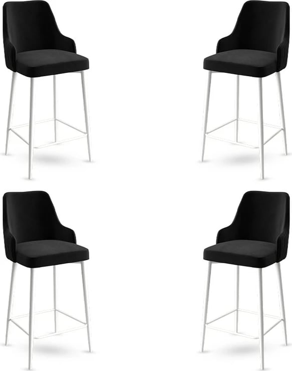 Set karrigesh për bar (4 copë), Hanah Home, Enox, e zezë, e bardhë