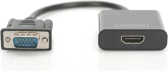 Konvertues VGA në HDMI Digitus DA-70473 me audio 3.5mm, i zi