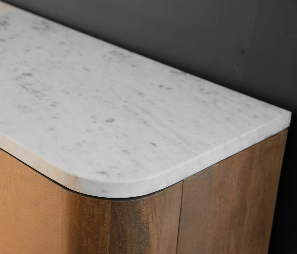 Bufe Terra Nova, 4 dyer, dru arre, mermer i bardhë, 180x40x76