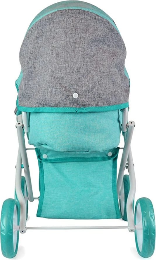 Karrocë për kukulla, Milly Mally, Alice Prestige, e thellë me djep të heqshëm për kukulla deri 40 cm, palosëse 67 cm, turkeze