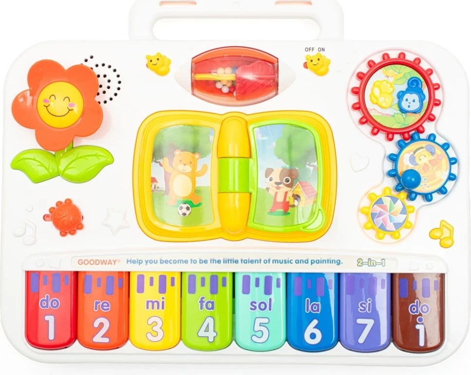 tryezë edukative muzikore 3‑në‑1, BABY MIX, Multifunctional Musical Learning Table, me piano dhe dërrasë magnetike, 18m+, shumëngjyrëshe